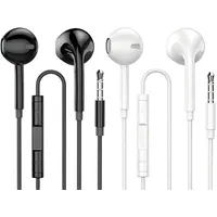 2 Pack Kopfhörer Mit Kabel in Ear 1 Schwarz 1 Weiß Mit Mikrofon Und Lautstärkeregler Kompatibel Mit Phone Samsung Huawei Android Smartphone Laptop Mp3 Kopfhörer Mit Kabel
