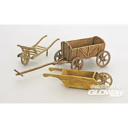 Bausatz Landwirtschafts-Set mit 3 versch. Karren Modell von Plus Model 1:35