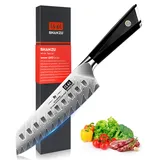 SHAN ZU Damastmesser, Santokumesser Küchenmesser 18cm Kochmesser Damaskus AUS-10 Edelstahl Scharfe Messerklinge Ergonomischer G10 Griff Exquisiter Geschenkverpackun - GYO Series