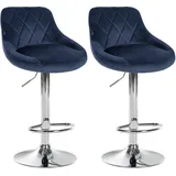 CLP Barhocker Lazio 2er Set drehbar höhenverstellbar Samt blau