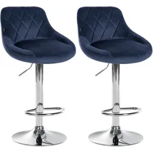 CLP Barhocker Lazio 2er Set drehbar höhenverstellbar Samt blau
