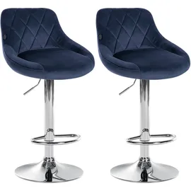 CLP Barhocker Lazio 2er Set drehbar höhenverstellbar Samt blau