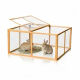 Mucola Freigehege Freigehege Hasenstall Kleintierstall Stall Käfig Freilauf Hasen Holz, Imprägniert beige