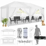 COBIZI Pavillon 3x6m, Outdoor Partyzelt 3x6 Wasserdicht Stabil Festzelt UV-Schutz Faltbarer Gardenpavillon mit 6 Seitenteilen & 1 Tragetasche für Garten Party Festival Event Hochzeit(Weiß)