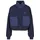 Karl Kani Bomberjacke KARL KANI "Karl Kani OG Crop Teddy Bomber Jacket", Damen, Gr. M, dunkelblau, 100% Polyester, mehrfarbig, oversize, hoch geschlossener Ausschnitt, Jacken Bomberjacke