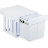 Relaxdays Einbaumülleimer, 2 Fächer, 2 x 15l, HBT: 35,1x34,3x48 cm, ausziehbar, Mülltrennsystem für Unterschrank, weiß