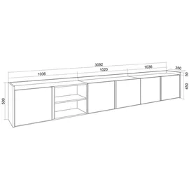 SKRAUT HOME Lowboard 309x50x35 cm Beige Holzwerkstoff