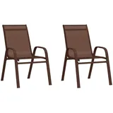 vidaXL Stapelbare Gartenstühle 2 Stk. Braun Textilene