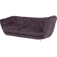 Big-Sofa LEONIQUE "Retro" Sofas Gr. B/H/T: 256 cm x 85 cm x 115 cm, Chenille, Hohe Armlehne rechts, lila (viola) XXL Sofas