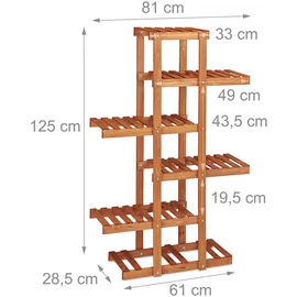 Relaxdays Blumenregal Holz hellbraun rechteckig 81,0 x 125,0 cm