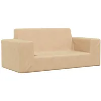 vidaXL Kindersofa 2-Sitzer Creme Weich Plüsch