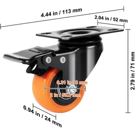 Vevor Möbelrollen 4er-Set Lenkrollen PVC φ50,8mm Laufrollen 272kg Tragfähigkeit Transportrollen mit Doppelkugellagern Kastenrollen 360° Drehbar Schwerlastrollen für Häusern Büros Studios Fabriken