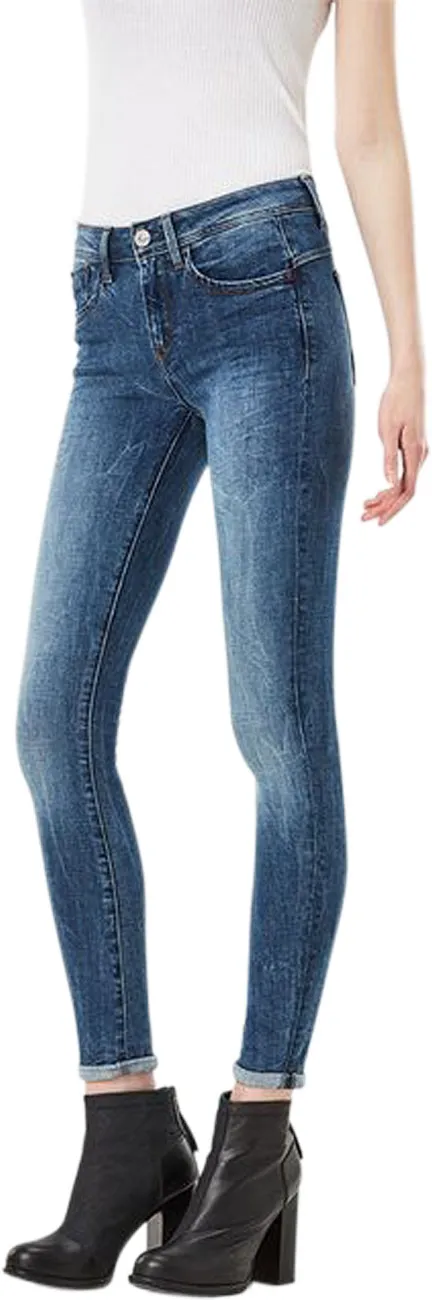 G-Star Damen Jeans Lynn Mid Waist Super Skinny Blau Normaler Bund Reißverschluss W 25 L 32