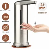 Minkurow Automatischer Seifenspender Aus Edelstahl, Mit Sichtfenster, Infrarot-bewegungssensor, Wasserdichter Basis, Geeignet Für Badezimmer, Küchen, Hotel, Restaurant