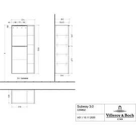 Villeroy & Boch Subway 3.0 Mittelschrank 57,4 x 120 x 36,2 cm Grau