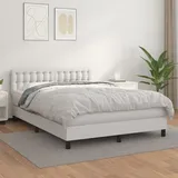 vidaXL Boxspringbett mit Matratze Weiß 140x200 cm Kunstleder