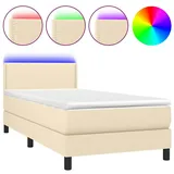 vidaXL Boxspringbett mit Matratze & LED Creme 90x200 cm Stoff