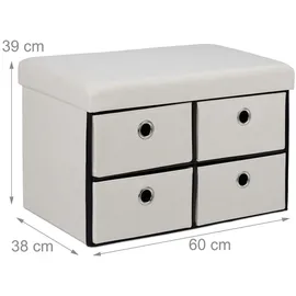 Relaxdays Truhenbank Creme 39 x 60 x 38 cm