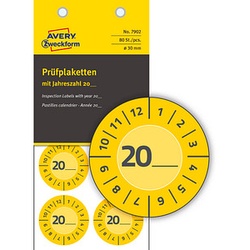 80 AVERY Zweckform Prüfplaketten 7902 gelb 30,0 x 30,0 mm