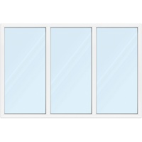 Große Fenster, dreiteilig, Kunststofffenster aluplast Ideal 4000, Weiß, 3000 x 2000 mm, 2-fach Festverglasung, individuell konfigurieren