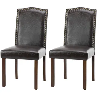 DUMOS Esszimmerstühle 2er Set, Elegant und Schön Modern Stühle Esszimmer, Pu-Leder Gepolstert küchenstühle, Esszimmerstuhl Geeignet für Küche, Wohnzimmer, Schlafzimmer (Braun)