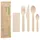 Papstar 50 Bestecksets, Holz `pure` mit Serviette in Papierbeutel