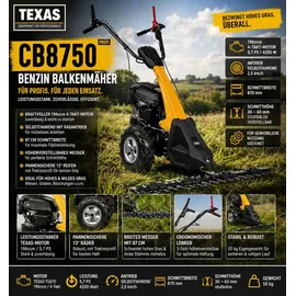 TEXAS Profi Benzin Balkenmäher CB8750 5,7 PS