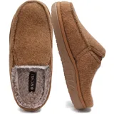 ONCAI Hausschuhe Herren mit Filz,Arch-Unterstützung Memory Foam Pantoffeln und Plüsch Baumwolle Mischung Hüttenschuhe Wolle Haus Slippers mit Gummisohlen Khaki EU Größe 48 - 48 EU