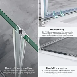 SoGood doporro Duschtür Nischentür dusche Duschabtrennung Duschkabine 85cm Nischendrehtür 195cm ESG-Sicherheitsglas mit Milchglas-Streifen Drehtür mit... Hebe- und Senkmechanismus Teramo24MS