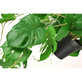 I.GE.A. Kunstpflanze Künstliche Monstera Hängende Splitphilo Hängeampel, I.GE.A., Höhe 87 cm, Zimmerpflanze Busch Dekopflanze Grünpflanze Seidenpflanze Dekopflanze grün