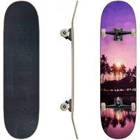 EFTOWEL Skateboards Palm Trees and Sunset of The Sky Hawaii Water Surface Stock Pictures Classic Concave Skateboard Cool Stuff Teen Gifts Longboard Extreme Sports for Beginners and Professionals