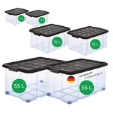Novatool Aufbewahrungsbox 2x 55 L 6-tlg. anthrazit