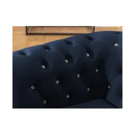 S-Style Chesterfield Polstergarnitur 2+1 Cleo Blink ¦ blau ¦ Maße (cm): B: 148 H: 72