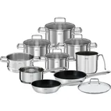 Rösle Kochtopfset Moments, Edelstahl, Metall, 10-teilig, 16 cm, 35x38x64 cm, backofengeeignet, breiter Schüttrand,backofengeeignet, Kochen, Töpfe, Topfsets