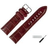 MARBURGER Uhrenarmband 22mm Leder Alligator Prägung braun|silberfarben