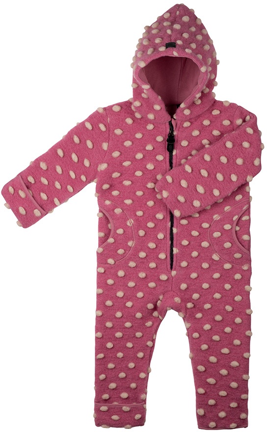 PURE PURE BY BAUER - Fleece-Overall WALK DOTS mit Wolle in dusty pink/creme, Gr.74/80