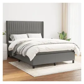 vidaXL Boxspringbett mit Matratze Dunkelgrau 140x200 cm Stoff