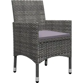 vidaXL 3-tlg. Bistro-Set Poly Rattan und Hartglas Grau