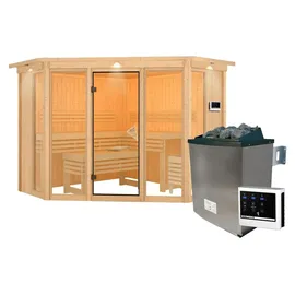 Karibu Alcinda 2 inkl. 9 kW Ofen + ext. Steuerung + Dachkranz