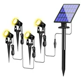 FLOWood Solar Gartenleuchte, 4 in 1 Solarstrahler Solarlampen für Garten, Aluminium-Werkstoffe Wasserdicht LED Solarlampe Außen Solarleuchte, Auto-on/off für Bäume,Sträucher,Gartenweg, Warmes Licht...