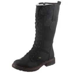 Schnürstiefel RIEKER, Damen, Gr. 37 (4,5), Varioschaft, schwarz, Nubuklederimitat, Filz, unifarben, Basic, Schuhe, Winterstiefel, Blockabsatz, Warmfutter, mit Tex-Ausstattung