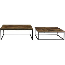 [en.casa] Couchtischset Haninge 2er Set Sofatische Wohnzimmertische 2-tlg. Stahlgestell Dunkler Holzton
