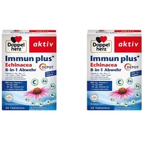 Doppelherz Immun plus Echinacea 8-in-1 Abwehr - Mit Vitamin C, Vitamin D und Zink als Beitrag zur normalen Funktion des Immunsystems - 20 Depot-Tabletten (Packung mit 2)