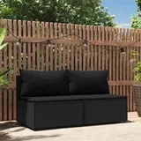 vidaXL Garten-Mittelsofas mit Kissen 2 Stk. Schwarz Poly Rattan