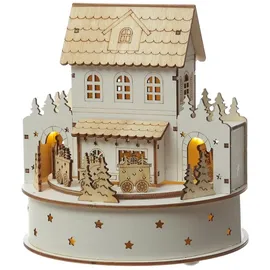 MARELIDA LED Weihnachtsszene mit Musik/fahrendem Zug Weihnachtsdorf Spieluhr
