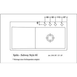 Villeroy & Boch Subway Style 60 flat rechts crema + Handbetätigung