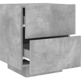 vidaXL Nachttische mit LED-Leuchten 2 Stk. Betongrau Holzwerkstoff