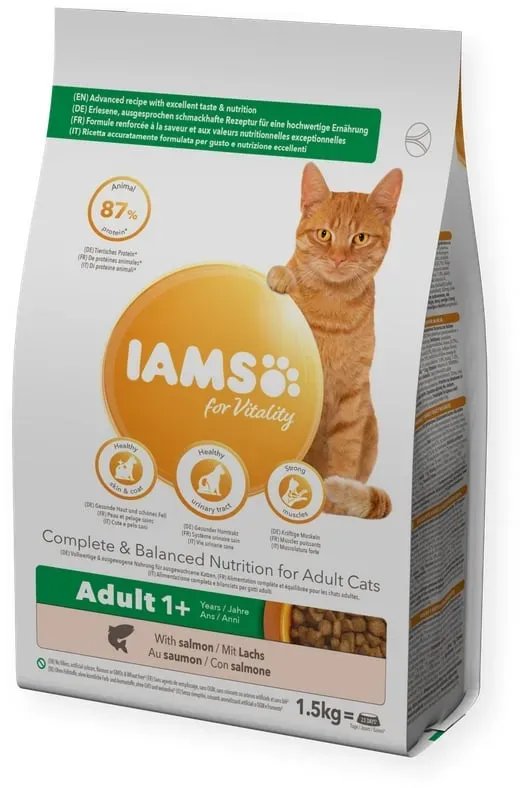 IAMS Naturally erwachsene Katze mit viel nordatlantischem Lachs & Reis 2,7 kg