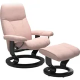 Stressless Stressless® Relaxsessel »Consul«, (Set, Relaxsessel mit Hocker), mit Hocker, mit Classic Base, Größe M, Gestell Schwarz, pink