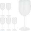 Weingläser Kunststoff, 6er Set, bruchsicher, BPA-frei, 400 ml, Mehrweg Rotweingläser, Camping Weinkelche, weiß